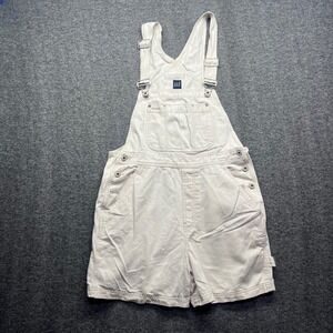 Gap Overalls Womens Medium White Shortall Cotton Denim Carpenter Bib Shorts